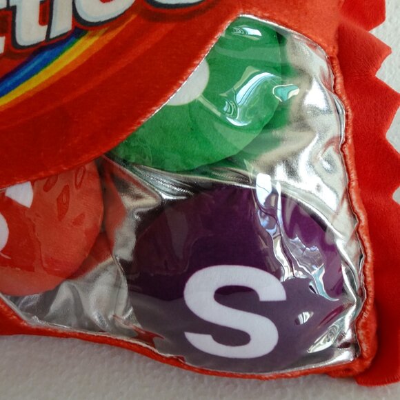 Skittles Red Throw Pillow Mini Plush Candy Pieces Inside Iscream Zipper - Picture 2 of 7